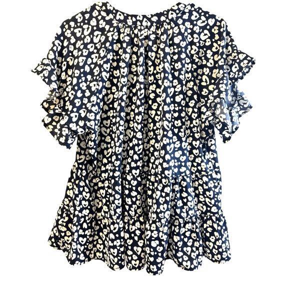 Umgee Navy And Cream Blouse Size Small - Picture 1 of 4